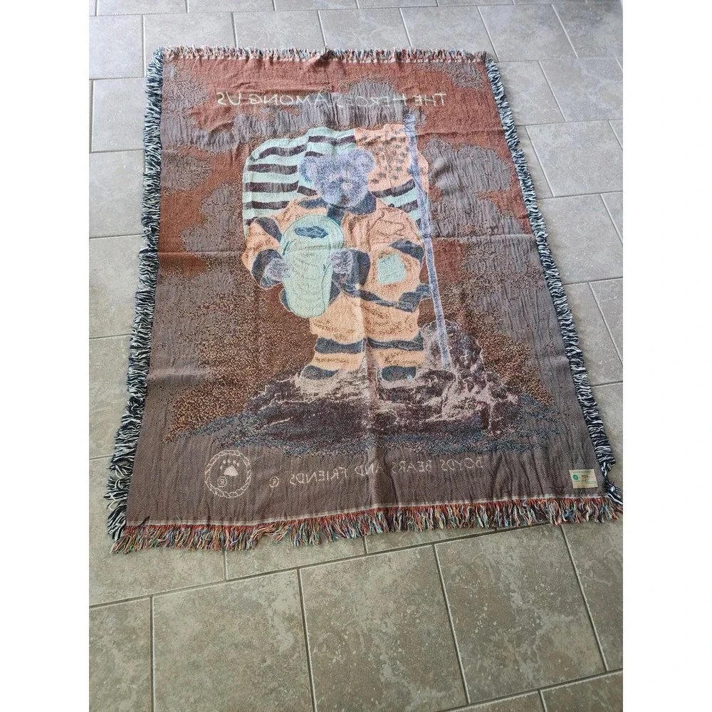 Boyds Bears The Heroes Among Us Woven Throw Blanket 2002 Limited Edition 68x48